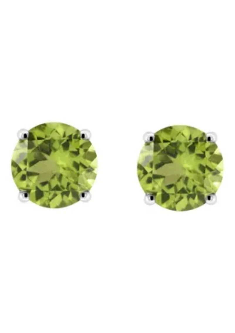 Sterling Silver 6mm Round Peridot Stud Earrings