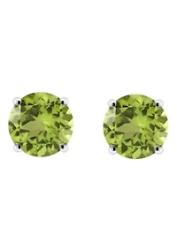 Sterling Silver 6mm Round Peridot Stud Earrings