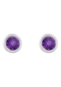 Sterling Silver 3mm Round Amethyst Stud Earrings