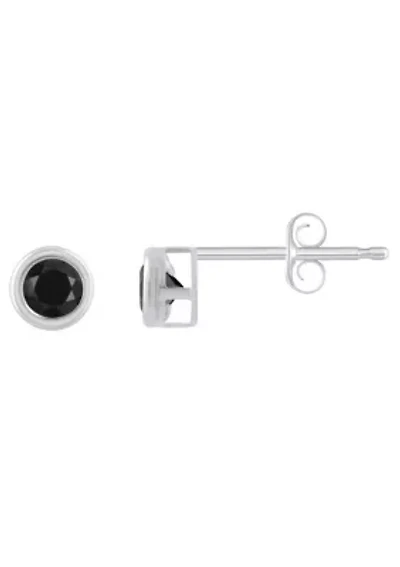 Sterling Silver 3mm Round Black Onyx Stud Earrings