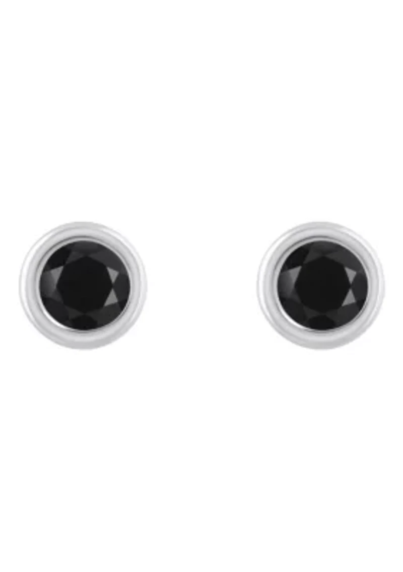 Sterling Silver 3mm Round Black Onyx Stud Earrings