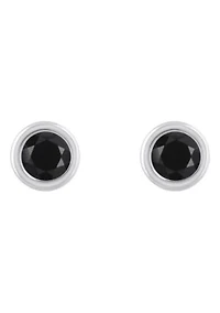 Sterling Silver 3mm Round Black Onyx Stud Earrings