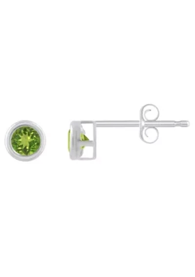 Sterling Silver 3mm Round Peridot Stud Earrings