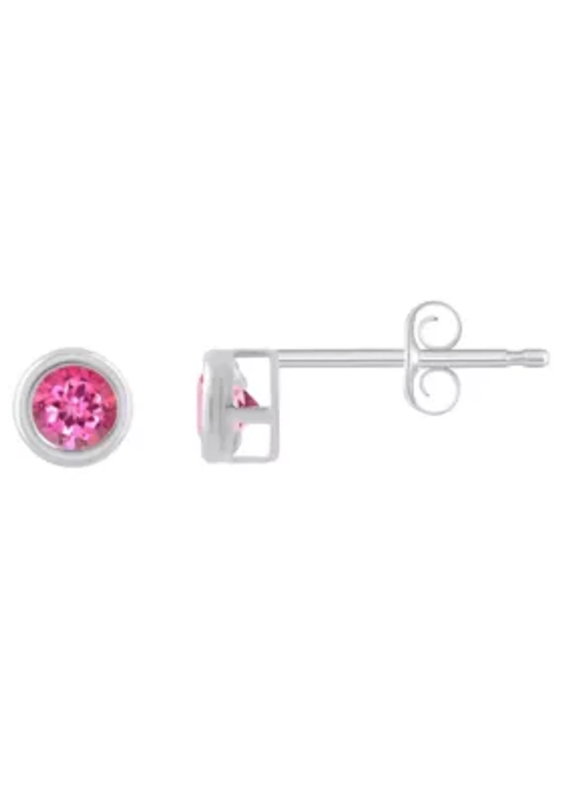 Sterling Silver 3mm Round Pink Topaz Stud Earrings