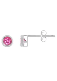 Sterling Silver 3mm Round Pink Topaz Stud Earrings