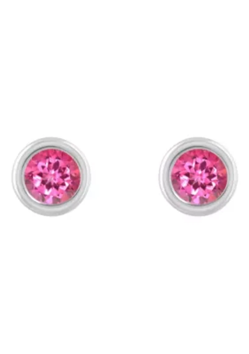 Sterling Silver 3mm Round Pink Topaz Stud Earrings