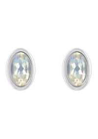 Sterling Silver 6x4mm Oval Moonstone Stud Earrings