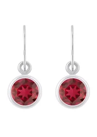 Lab Created Sterling Silver 5mm Round Created Ruby Drop Earrings