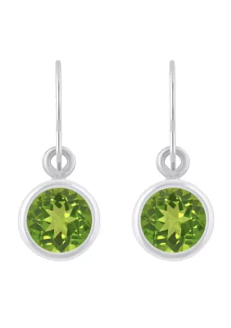 Sterling Silver 5mm Round Peridot Drop Earrings