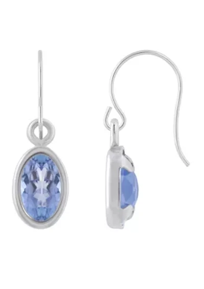 Sterling Silver 6x4mm Oval Tanzanite Drop Earrings