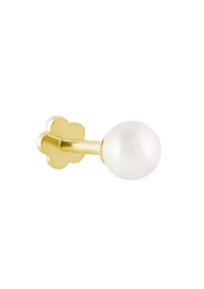 14K Yellow Gold 4mm Round Pearl Labret Earring