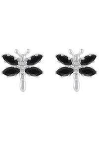 Sterling Silver Black Onyx Dragonfly Stud Earrings