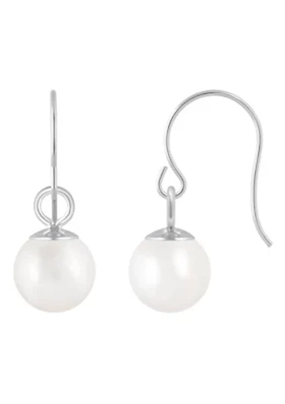 Sterling Silver 5mm Round Pearl Drop Earrings