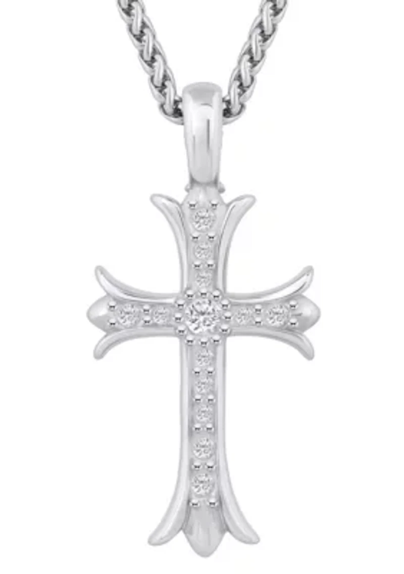 Men's Stainless Steel Cubic Zirconia Cross Pendant