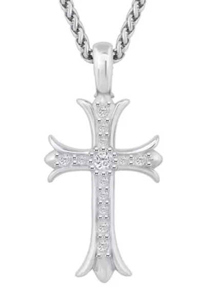 Men's Stainless Steel Cubic Zirconia Cross Pendant