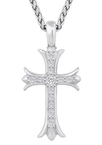 Men's Stainless Steel Cubic Zirconia Cross Pendant
