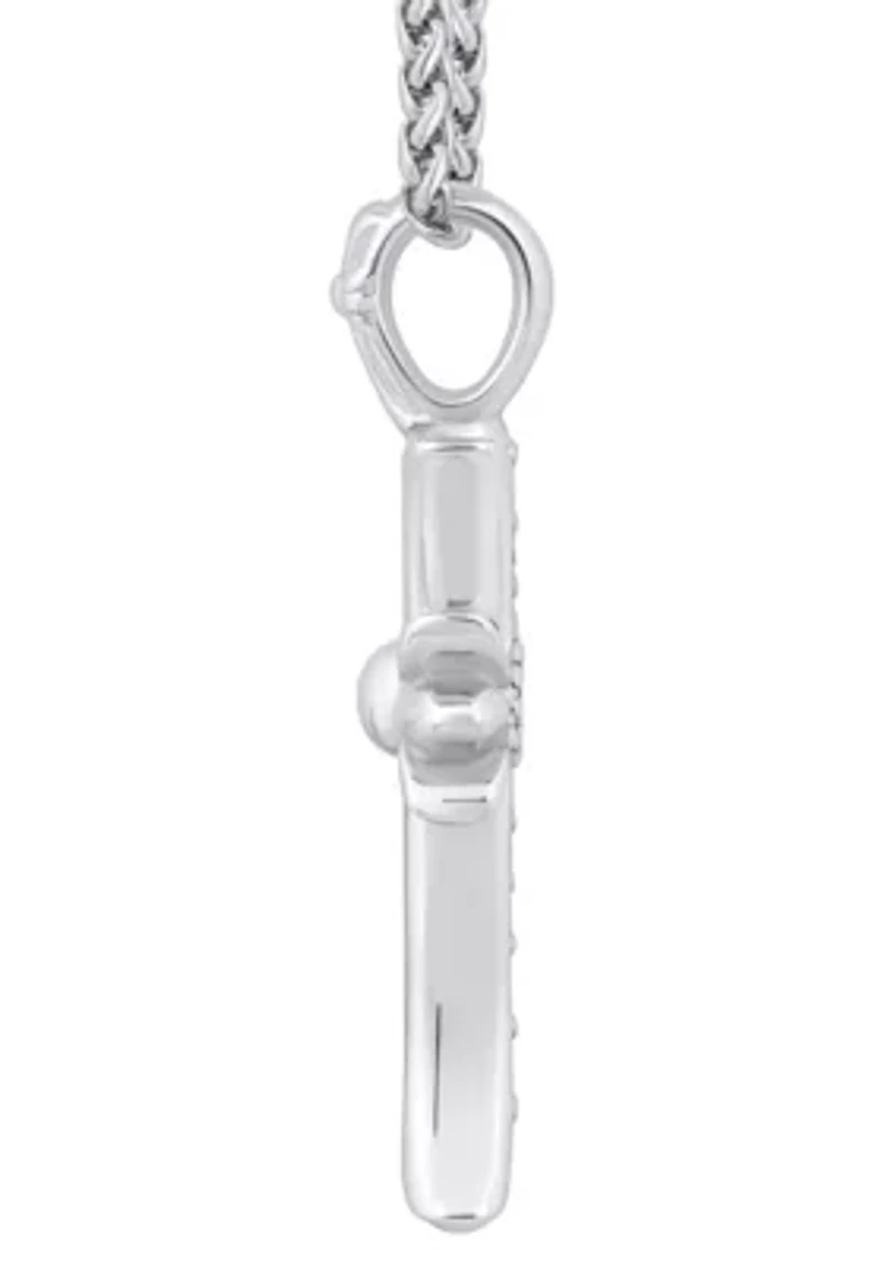 Men's Stainless Steel Cubic Zirconia Cross Pendant