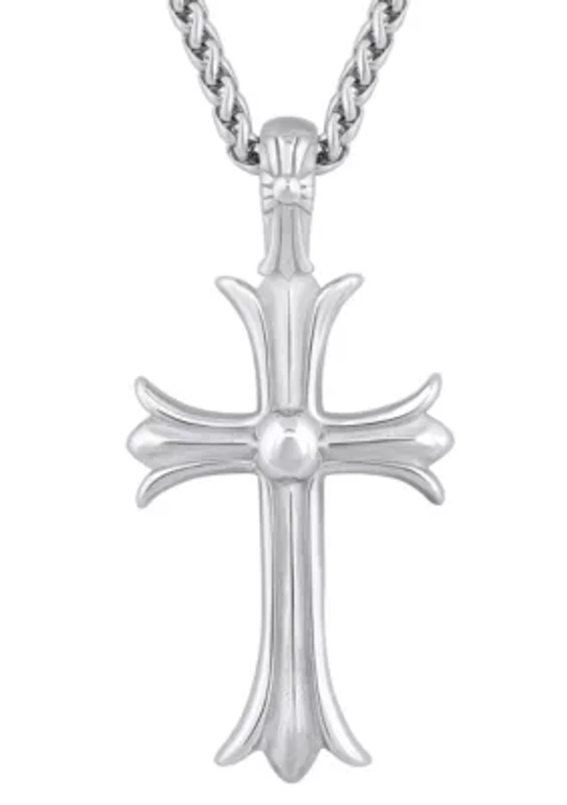 Men's Stainless Steel Cubic Zirconia Cross Pendant