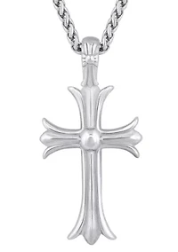 Men's Stainless Steel Cubic Zirconia Cross Pendant