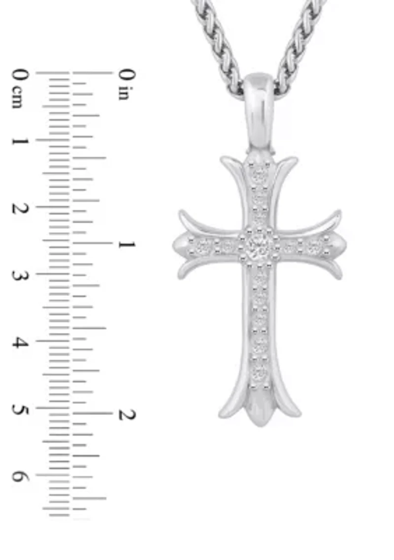 Men's Stainless Steel Cubic Zirconia Cross Pendant