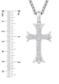 Men's Stainless Steel Cubic Zirconia Cross Pendant