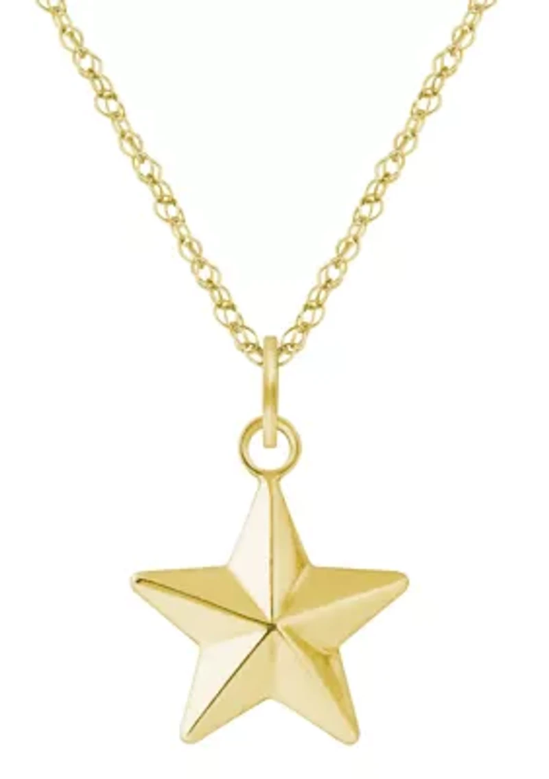 10K Yellow Gold Star Pendant Necklace