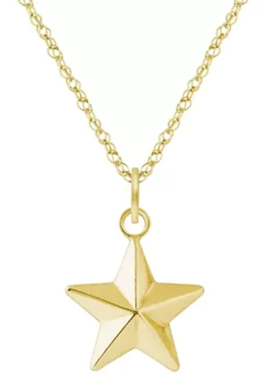 10K Yellow Gold Star Pendant Necklace