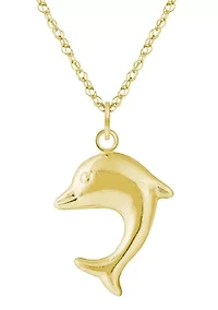 10K Yellow Gold Dolphin Pendant Necklace