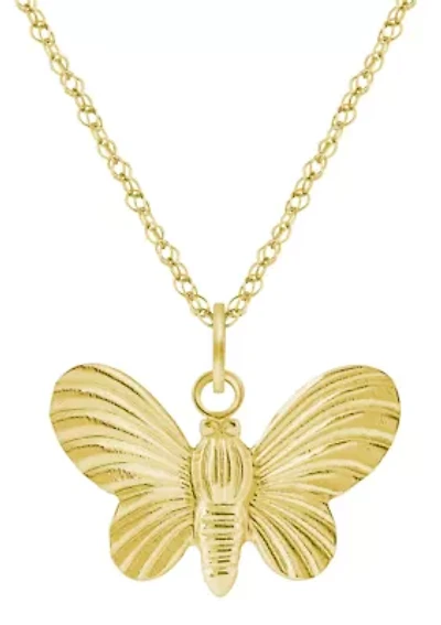 10K Yellow Gold Butterfly Pendant Necklace