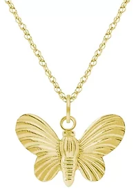 10K Yellow Gold Butterfly Pendant Necklace