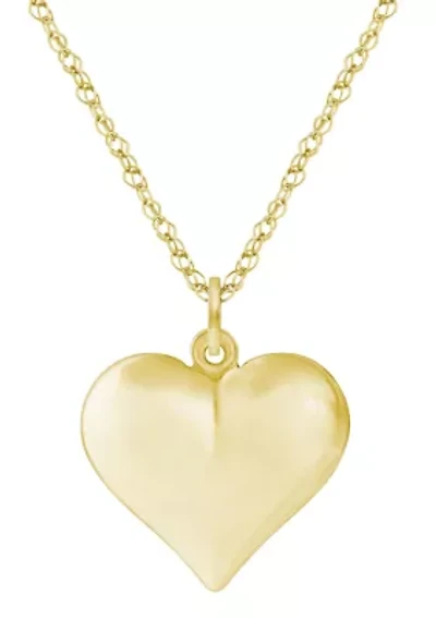 10K Yellow Gold Heart Pendant Necklace