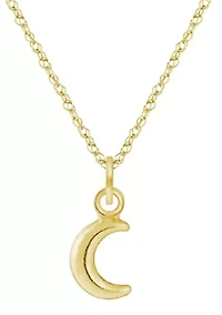 10K Yellow Gold Crescent Moon Pendant Necklace