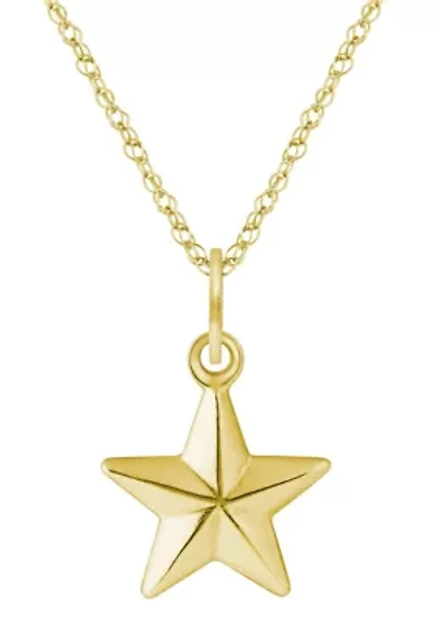 10K Yellow Gold Star Pendant Necklace