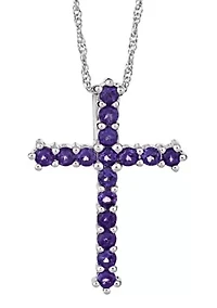 Sterling Silver Amethyst Cross Pendant Necklace