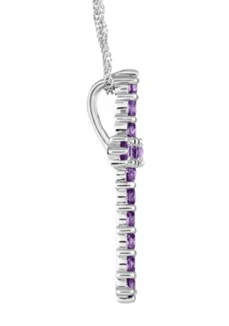 Sterling Silver Amethyst Cross Pendant Necklace