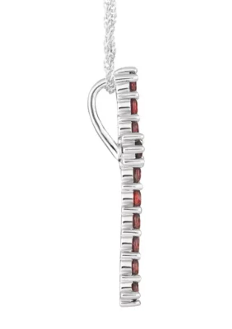 Sterling Silver Garnet Cross Pendant Necklace