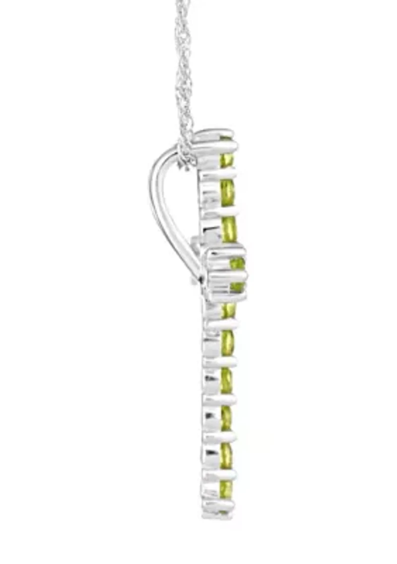 Sterling Silver Peridot Cross Pendant Necklace