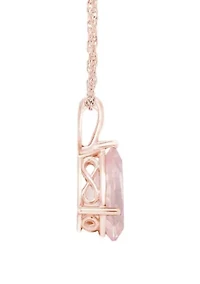 Sterling Silver/14K Rose Gold Plated 12x8mm Pear Shape Rose Quartz Pendant Necklace
