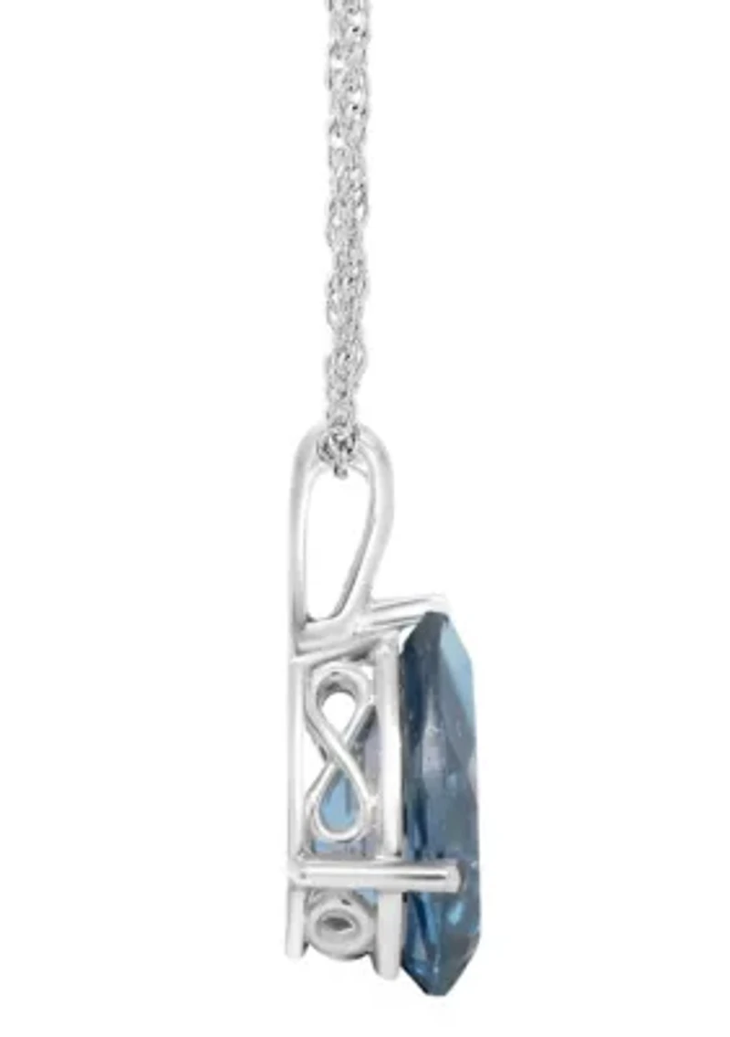 Sterling Silver 12x8mm Pear Shape London Blue Topaz Pendant Necklace