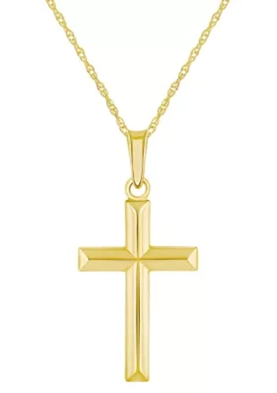 14K Yellow Gold Cross Pendant Necklace