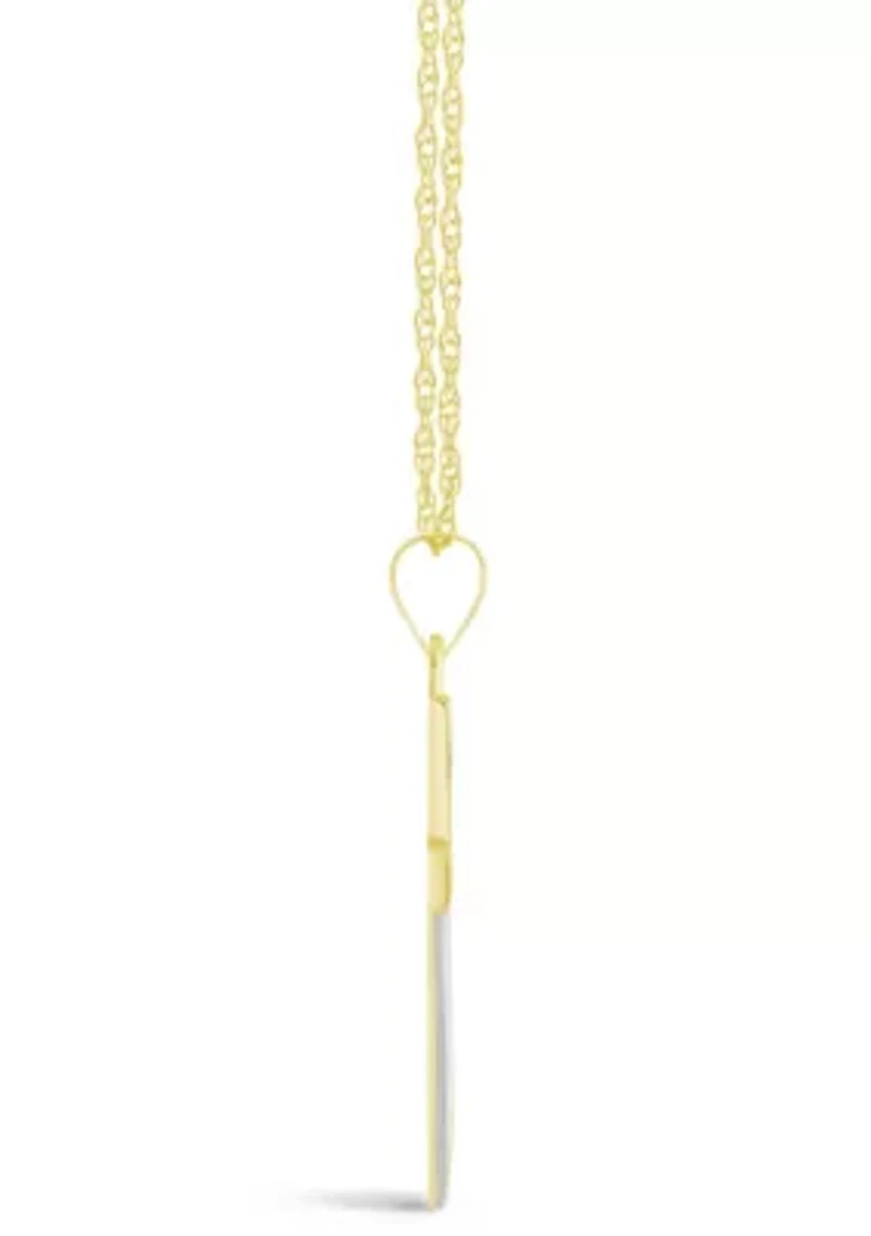 14K Two Tone Gold Cross Pendant Necklace