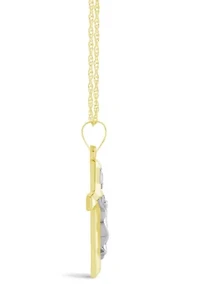 14K Two Tone Gold Crucifix Cross Pendant Necklace