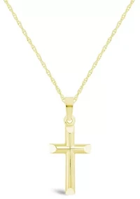 14K Yellow Gold Cross Pendant Necklace