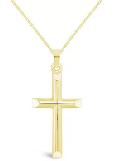 14K Yellow Gold Cross Pendant Necklace