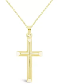 14K Yellow Gold Cross Pendant Necklace
