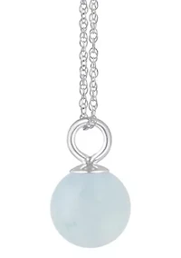 Sterling Silver 6mm Sphere Milky Aquamarine Pendant Necklace