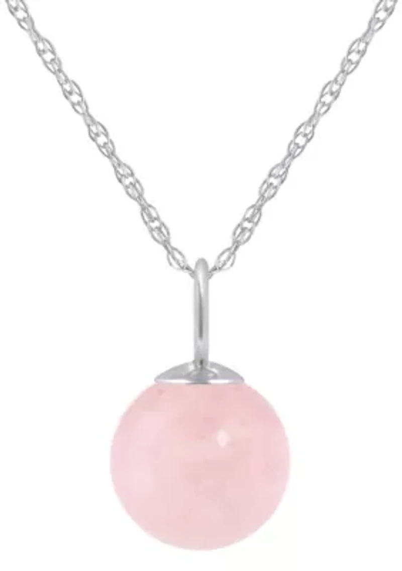 Sterling Silver 6mm Sphere Rose Quartz Pendant Necklace