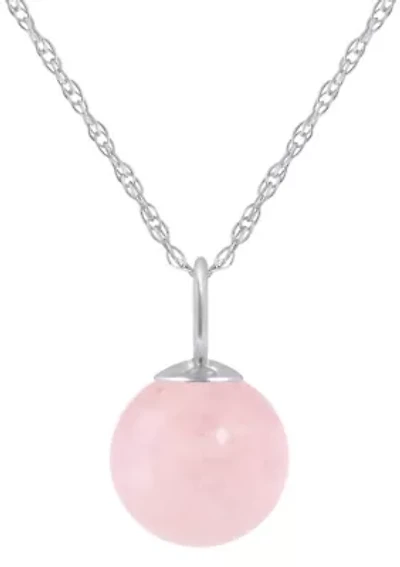 Sterling Silver 6mm Sphere Rose Quartz Pendant Necklace