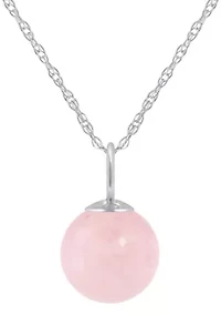 Sterling Silver 6mm Sphere Rose Quartz Pendant Necklace