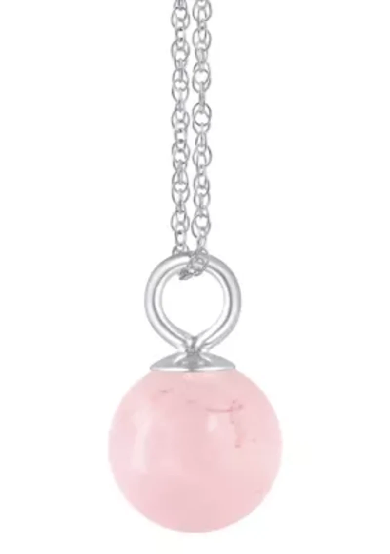 Sterling Silver 6mm Sphere Rose Quartz Pendant Necklace
